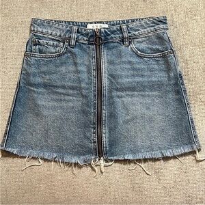 Free People Blue Denim Zipper Skirt